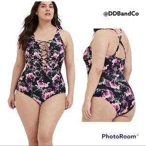 TORRID Plunging Lattice Detail V-Neck One Piece
